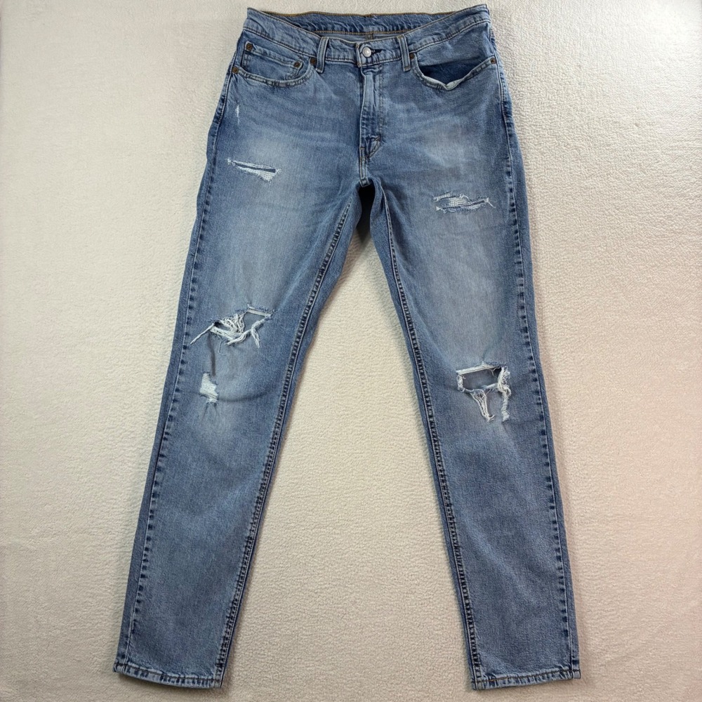 Levi 531 Athletic Slim Jeans Mens 36x34 Blue Distressed Stretch Streetwear Denim - Picture 3 of 7